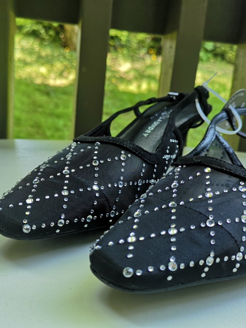Black Chinese Laundry Mesh Rhinestones Pumps Shoes US 11 (10) - Picture 12 of 12